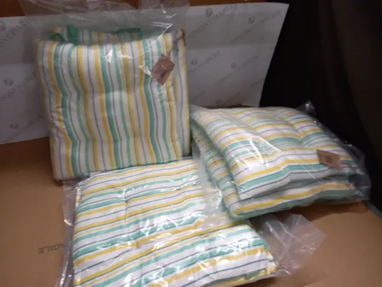 LOT OF 5 BAGGED DIBOR CHAIR CUSHIONS IN MULTI STRIPE