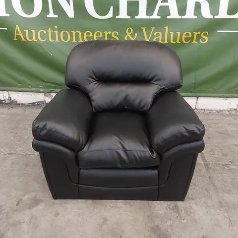 DESIGNER BLACK LEATHER ARMCHAIR 