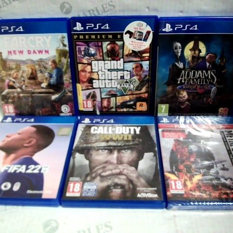 LOT OF 6 PS4 GAMES, TO INCLUDE FIFA 22, METAL GEAR SOLID V, FAR CRY NEW DAWN, ETC