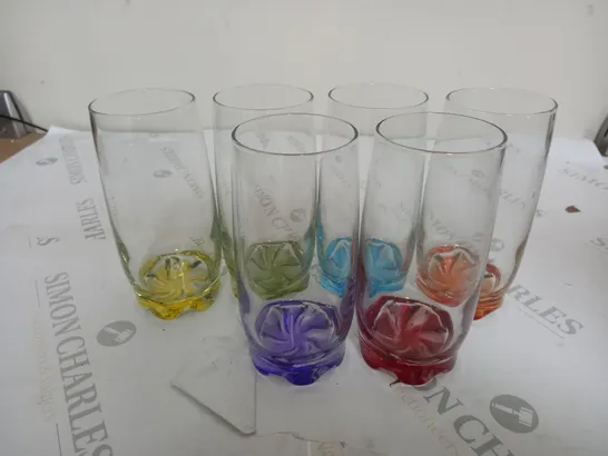 BOXED LAV 6 CORAL GLASSES IN VAROUS COLOURS