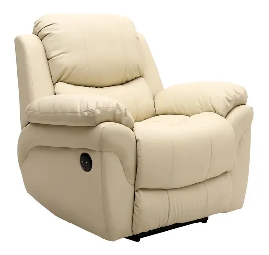 BOXED MADISON CREAM LEATHER RISE & RECLINER EASY CHAIR (2 BOXES) RRP £539.99