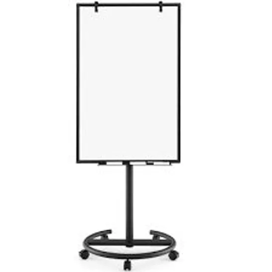 BOXED COSTWAY COSTWAY MOBILE MAGNETIC WHITEBOARD HEIGHT-ADJUSTABLE DRY ERASE BOARD ON WHEELS 100 X 65cm - BLACK