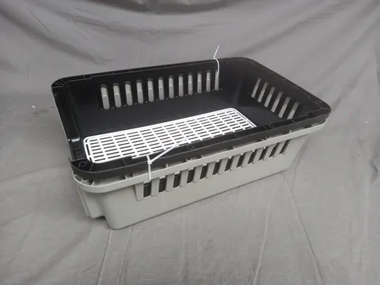 boxed unbranded grey and black pet carrier 