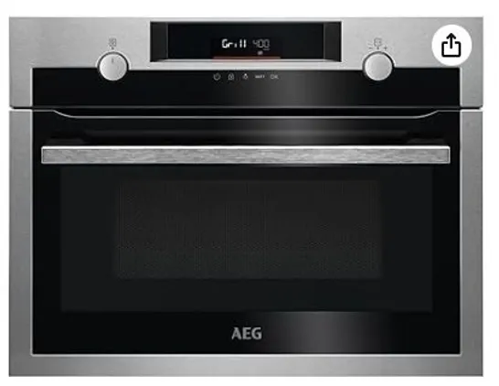 AEG 6000 SOLO MICROWAVE & GRILL BUILT IN OVEN KME525860M, 42L CAPACITY, MULTIPLE FUNCTIONS, DEFROSTING, CLEAN ENAMEL, LED DISPLAY, CHILD LOCK, ANTIFINGERPRINT COATING, STAINLESS STEEL