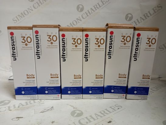 LOT OF 6 ULTRASUN TINTED HIGH SUN PROTECTION SPF 30 (6 X 150ML)