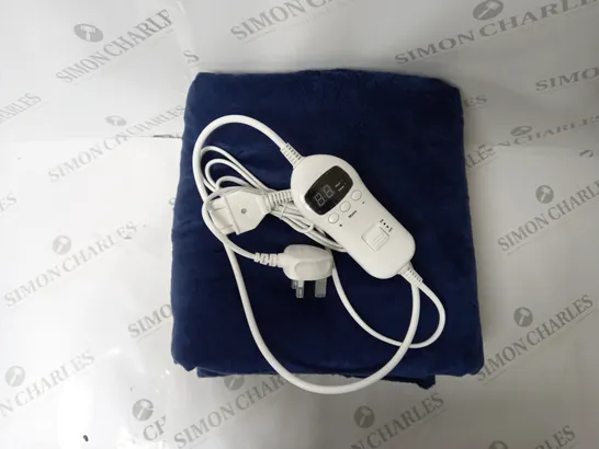 BOXED SUPER POLAR FLEECE 160 X 120CM ELECTRIC BLANKET IN NAVY BLUE 