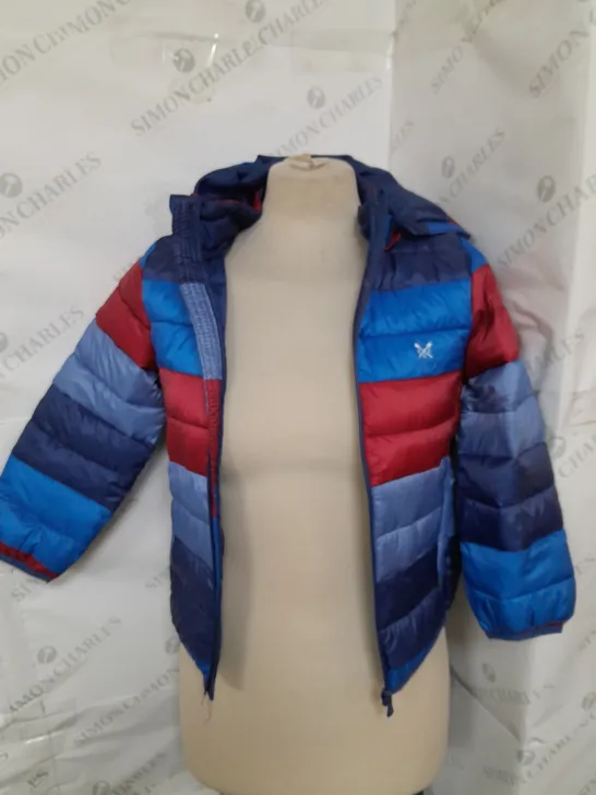 CREW CLOTHING BOYS LIGHTWEIGHT STRIPE LOWTHER JACKET - MULTI - SIZE 7-8 YEARS