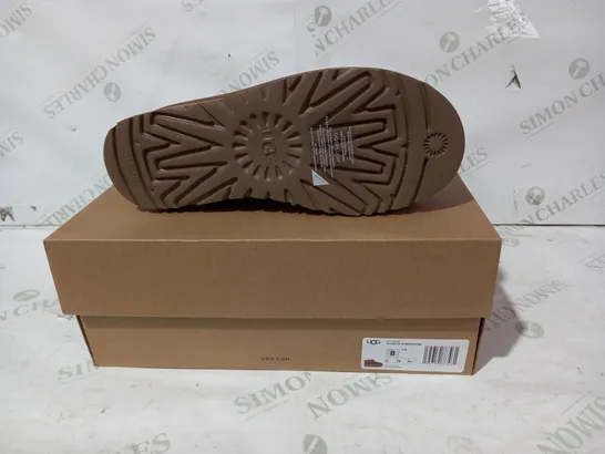 BOXED PAIR OF UGG CLASSIC ULTRA MINI PLATFORM SHOES IN BROWN UK SIZE 6