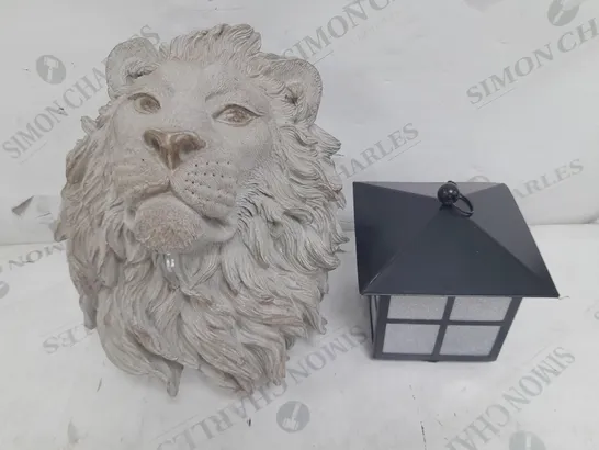 MY GARDEN STORIES LION WALL PLANTER WITH LANTERN