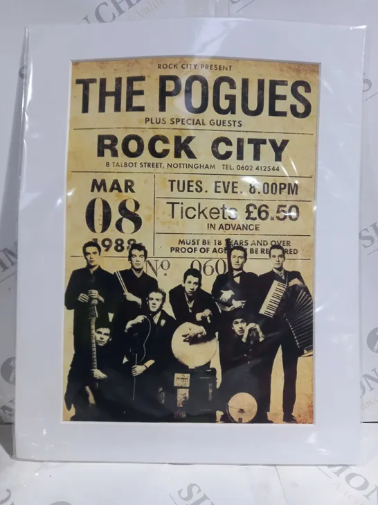 THE POGUES ROCK CITY VINTAGE STYLE PRINT