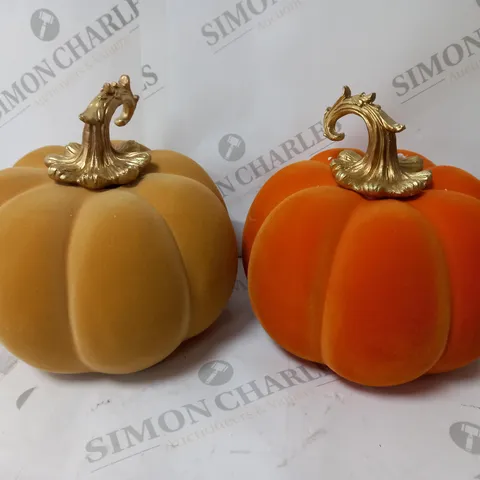 HOME REFLECTIONS SET OF 2 AUTUMN VELVET PUMPKINS