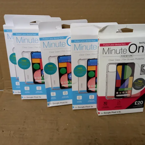 LOT OF 5 MINUTE ONE CLEAR CASES FOR GOOGLE PIXEL INCLUDING 4 FOR 4A AND 1 FOR 4 XL