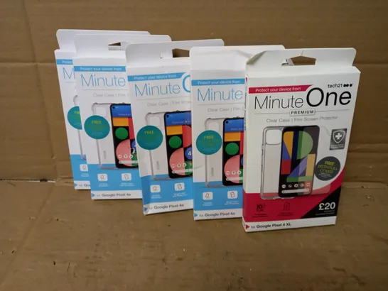 LOT OF 5 MINUTE ONE CLEAR CASES FOR GOOGLE PIXEL INCLUDING 4 FOR 4A AND 1 FOR 4 XL