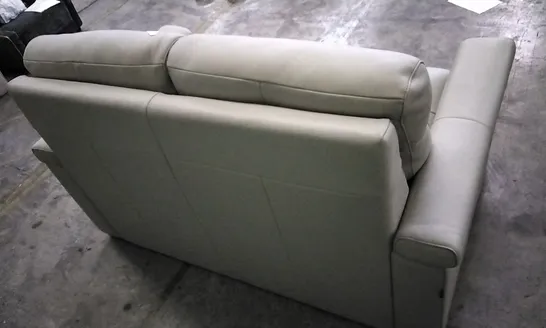 QUALITY ITALIAN DESIGNER ADRIANO WHITE GREY LEATHER LOVESEAT