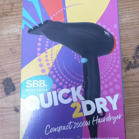 BOXED SBB STYLE TOOLS QUICK 2 DRY COMPACT 200W HAIRDRYER