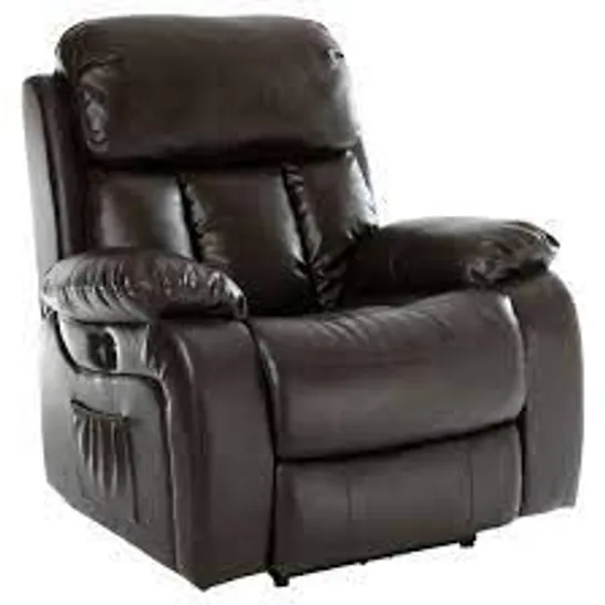 BOXED CHESTER BROWN FAUX LEATHER MANUALLY RECLINING CHAIR (1 BOX)