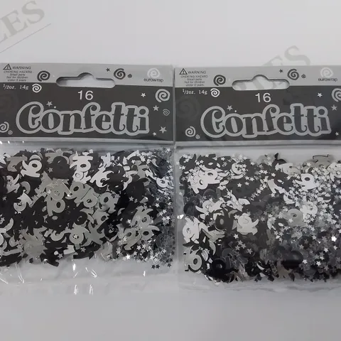 THREE BOXES OF 144 BRAND NEW 14G PACKS OF BLACK/SILVER '16'  CONFETTI 