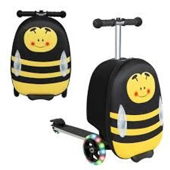 BOXED COSTWAY 2-IN-1 FOLDING KIDS SCOOTER WITH SUITCASE AND 3 COLOR LIGHTED WHEELS - YELLOW