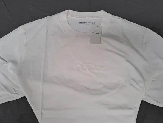 ABERCROMBIE & FITCH HEAVYWEIGHT POLISHED T-SHIRT IN OFF-WHITE SIZE SMALL