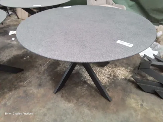 DESIGNER CIRCULAR GLASS TOP DINING TABLE ON METAL X SUPPORTS