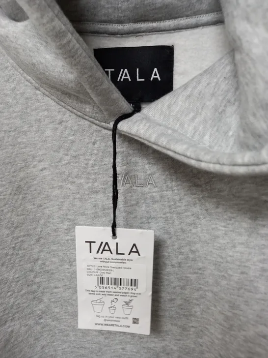 TALA LOVE MORE OVERSIZED HOODIE IN GREY - LARGE