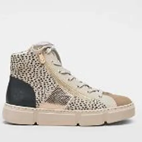 RIEKER ANIMAL HIGH TOP TRAINER CREAM SIZE 6.5