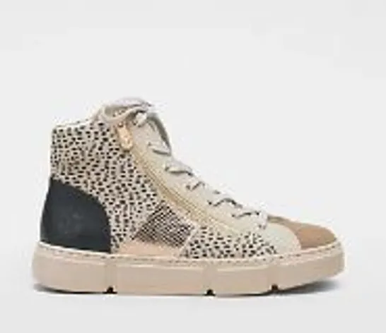 RIEKER ANIMAL HIGH TOP TRAINER CREAM SIZE 6.5