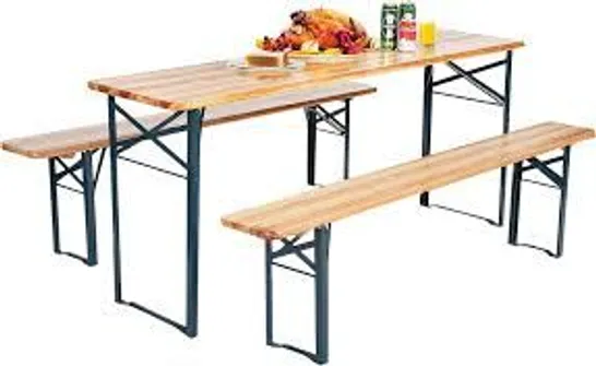 BOXED COSTWAY 3 PCS FOLDING WOODEN PICNIC TABLE BENCH SET