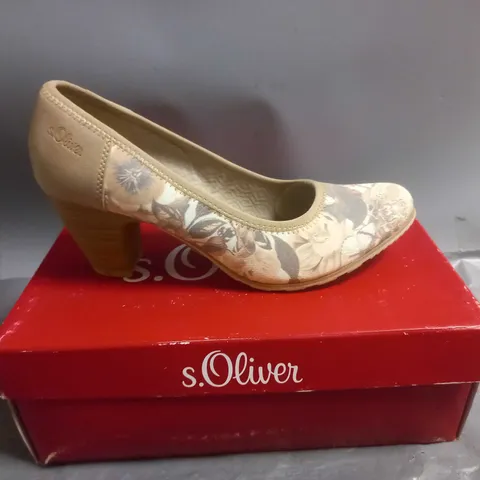 S.OLIVER LADIES LOW HEEL COURT SHOES BEIGE FLOWER DESIGN SIZE EU 40