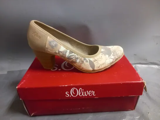 S.OLIVER LADIES LOW HEEL COURT SHOES BEIGE FLOWER DESIGN SIZE EU 40