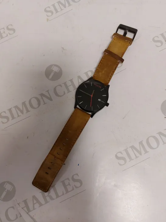 MVMT BLACK FACE TAN LEATHER WATCH 