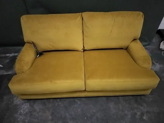 QUALITY BRITISH DESIGNED LOUNGE CO MUSTARD FABRIC 2 SEATER SOFA