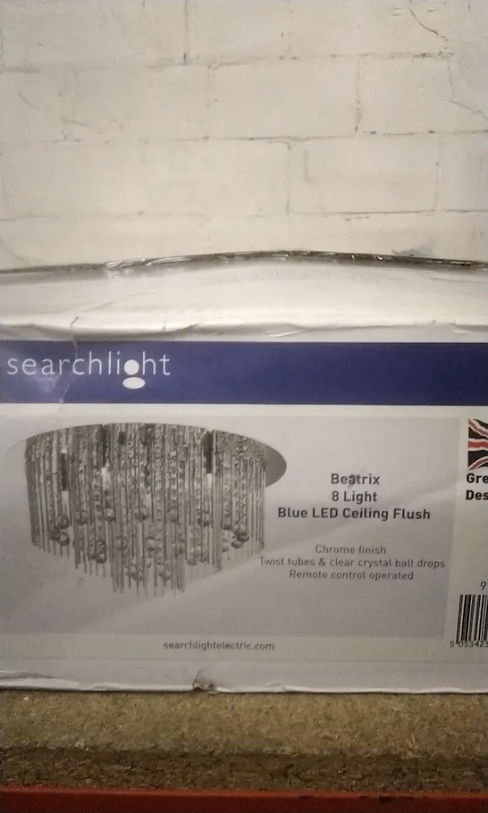 BOXED SEARCHLIGHT BEATRIX 8 LIGHT BLUE LED CEILING FLUSH