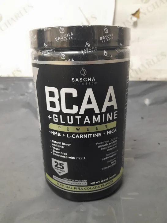 SASCHA FITNESS BCAA +GLUTAMINE POWDER 362.5G - NATURAL PINA COLADA FLAVOUR