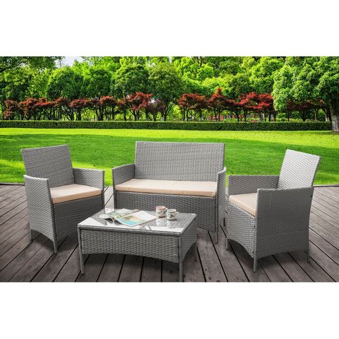 BOXED GENBER 4 SEATER RATTAN 