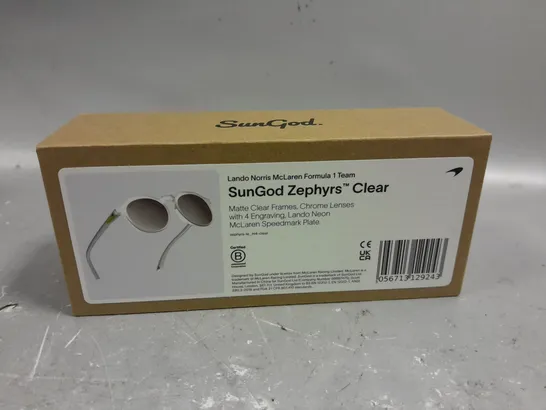 BOXED SEALED SUNGOD LANDO NORRIS MCLAREN ZEPHYRS CLEAR FRAME SUNGLASSES 