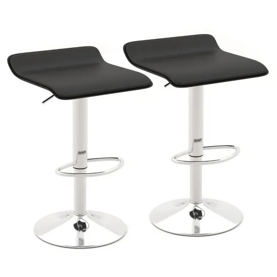 BOXED COSTWAY ADJUSTABLE SWIVEL BAR STOOL SET OF 2 WITH WAVE-SHAPED SEAT - BLACK