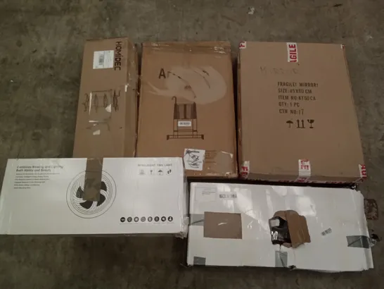 PALLET OF ASSORTED ITEMS INCLUDING INTELLIGENT FAN LIGHT, HOMIDEC DRYING RACK, TELESCOPIC LADDER, ILLUMINATED BATHROOM MIRROR, THERMOSTATIC MIXER SHOWERS, PRESSURE COOKER 