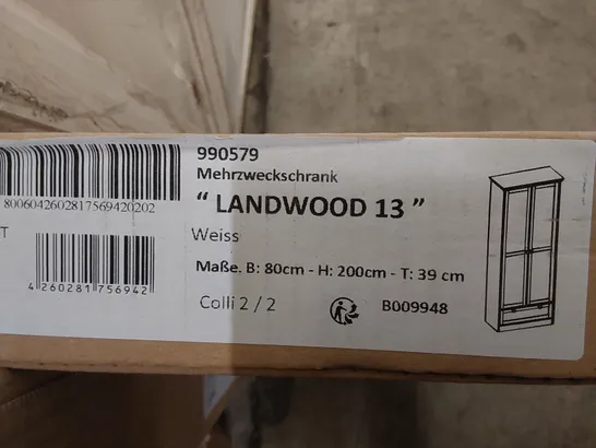BRAND NEW BOXED LANDWOOD 2-DOOR 1-DRAWER WARDROBE (2 BOXES)