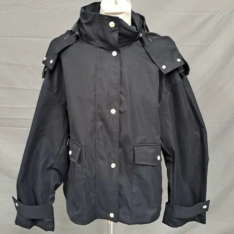 RESERVED HOODED COAT IN BLACK SIZE MEDIUM