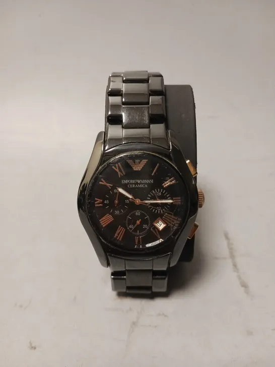 EMPORIO ARMANI CERAMICA ROSE GOLD & BLACK WATCH