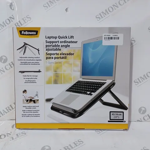 BOXED FELLOWES I-SPIRE SERIES LAPTOP QUICK LIFT STAND IN BLACK