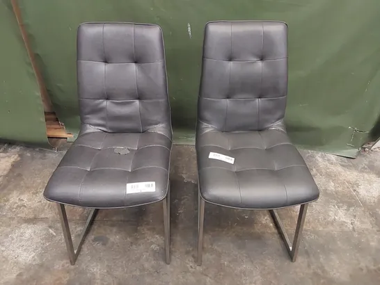 SET OF 2X DESIGNER DARK GREY FAUX LEATHER DINING CHAIRS (2 ITEMS)