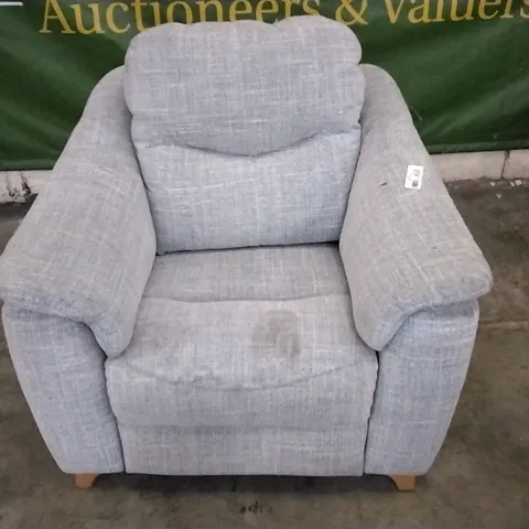 QUALITY BRITISH DESIGNED & MANUFACTURED G PLAN LIGHT GREY FABRIC ELECTRIC RECLINING ARMCHAIR