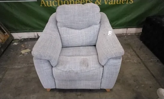 QUALITY BRITISH DESIGNED & MANUFACTURED G PLAN LIGHT GREY FABRIC ELECTRIC RECLINING ARMCHAIR