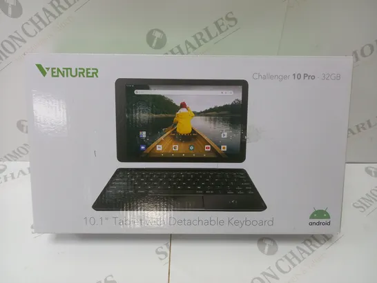 BRAND NEW BOXED VENTURER CHALLENGER 10 PRO 10.1" ANDROID TABLET WITH DETACHABLE KEYBOARD - BLACK 32GB