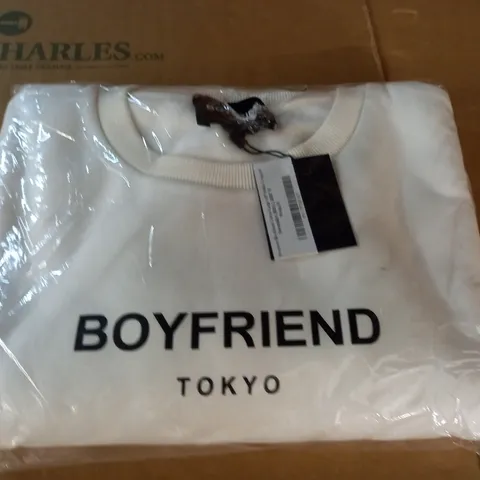 BAGGED BOTFRIEND TOKYO LOGO OFF WHITE CROPPED SWEATSHIRT - M