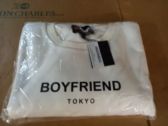 BAGGED BOTFRIEND TOKYO LOGO OFF WHITE CROPPED SWEATSHIRT - M