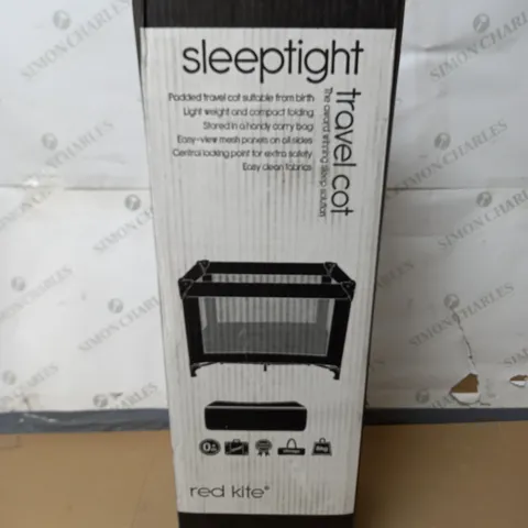 BOXED AS NEW REDKITE SLEEP TIGHT PADDED TRAVEL COT - BLACK