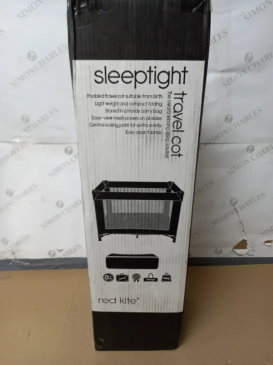 BOXED AS NEW REDKITE SLEEP TIGHT PADDED TRAVEL COT - BLACK